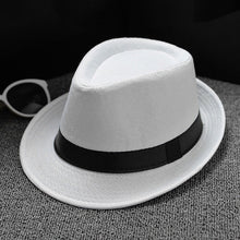 Load image into Gallery viewer, Unisex Hat Panama Straw Fedora Trilby Cap Foldable Travel Brim Wide Mens Ladies Fedora Cowboy Summer Hats