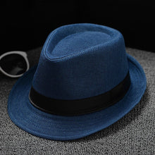 Load image into Gallery viewer, Unisex Hat Panama Straw Fedora Trilby Cap Foldable Travel Brim Wide Mens Ladies Fedora Cowboy Summer Hats