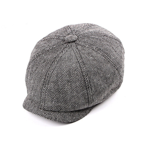 2019 New Newsboy Cap Beret Hat Men Women  Hat Tweed Gatsby Octagonal Black White Herringbone Vintage Ivy Hats