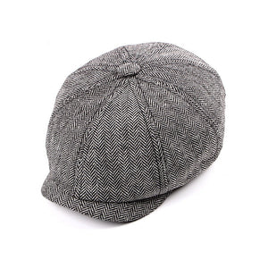 2019 New Newsboy Cap Beret Hat Men Women  Hat Tweed Gatsby Octagonal Black White Herringbone Vintage Ivy Hats