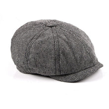 Load image into Gallery viewer, 2019 New Newsboy Cap Beret Hat Men Women  Hat Tweed Gatsby Octagonal Black White Herringbone Vintage Ivy Hats