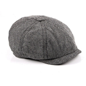 2019 New Newsboy Cap Beret Hat Men Women  Hat Tweed Gatsby Octagonal Black White Herringbone Vintage Ivy Hats