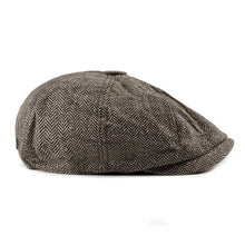 Load image into Gallery viewer, 2019 New Newsboy Cap Beret Hat Men Women  Hat Tweed Gatsby Octagonal Black White Herringbone Vintage Ivy Hats