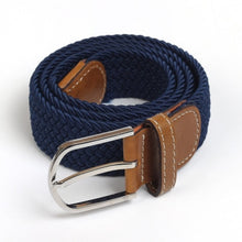 Load image into Gallery viewer, Men Elastic Stretch Waist Belt Black Canvas Stretch Braided Elastic Woven Leather Belt Wide Hot Metal Stretch Belt For Men