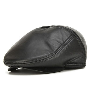 [AETRENDS] Fashion 100% Genuine Leather Newsboy Caps Men's Hats Leather Caps Z-5305