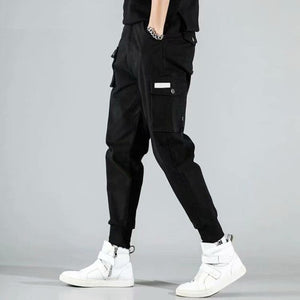 2019 Spring Hip Hop Joggers Men Black Harem Pants Multi-pocket Ribbons Man Sweatpants Streetwear Casual Mens Pants M-3XL