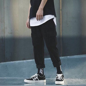 2019 Spring Hip Hop Joggers Men Black Harem Pants Multi-pocket Ribbons Man Sweatpants Streetwear Casual Mens Pants M-3XL