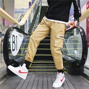 2019 Spring Hip Hop Joggers Men Black Harem Pants Multi-pocket Ribbons Man Sweatpants Streetwear Casual Mens Pants M-3XL