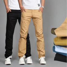 Load image into Gallery viewer, New Design Casual Men pants Cotton Slim Pant Straight Trousers Fashion Business Solid Khaki Black Pants Men 28-38