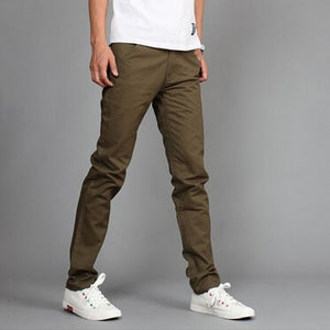 New Design Casual Men pants Cotton Slim Pant Straight Trousers Fashion Business Solid Khaki Black Pants Men 28-38