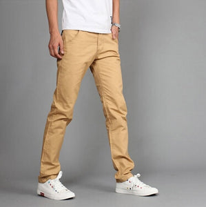 New Design Casual Men pants Cotton Slim Pant Straight Trousers Fashion Business Solid Khaki Black Pants Men 28-38