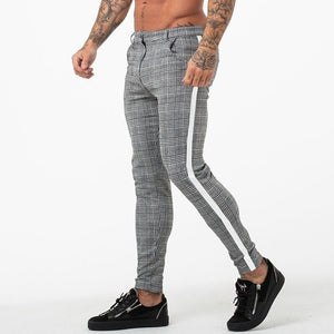 Mens Fashion Plaid Pants Men Streetwear Hip Hop Pants Skinny Chinos Trousers Slim Fit Casual Pants Joggers