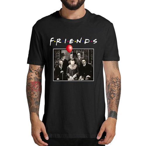 Horror Friends Pennywise Michael Myers Jason Voorhees Halloween Men T-Shirt Top cotton Short sleeve T Shirt Camiseta masculina