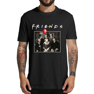 Horror Friends Pennywise Michael Myers Jason Voorhees Halloween Men T-Shirt Top cotton Short sleeve T Shirt Camiseta masculina