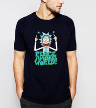 Load image into Gallery viewer, HAMPSON LANQE  Rick and Morty Peace Among Worlds Funny Men T Shirts 2019 Summer Science T Shirt 100% Cotton Men&#39;s Tshirts Tops