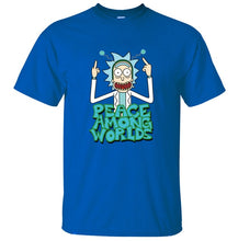 Load image into Gallery viewer, HAMPSON LANQE  Rick and Morty Peace Among Worlds Funny Men T Shirts 2019 Summer Science T Shirt 100% Cotton Men&#39;s Tshirts Tops