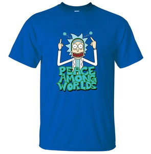 HAMPSON LANQE  Rick and Morty Peace Among Worlds Funny Men T Shirts 2019 Summer Science T Shirt 100% Cotton Men's Tshirts Tops