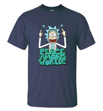 Load image into Gallery viewer, HAMPSON LANQE  Rick and Morty Peace Among Worlds Funny Men T Shirts 2019 Summer Science T Shirt 100% Cotton Men&#39;s Tshirts Tops