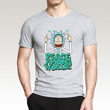 Load image into Gallery viewer, HAMPSON LANQE  Rick and Morty Peace Among Worlds Funny Men T Shirts 2019 Summer Science T Shirt 100% Cotton Men&#39;s Tshirts Tops