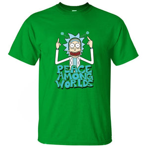 HAMPSON LANQE  Rick and Morty Peace Among Worlds Funny Men T Shirts 2019 Summer Science T Shirt 100% Cotton Men's Tshirts Tops