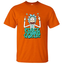 Load image into Gallery viewer, HAMPSON LANQE  Rick and Morty Peace Among Worlds Funny Men T Shirts 2019 Summer Science T Shirt 100% Cotton Men&#39;s Tshirts Tops