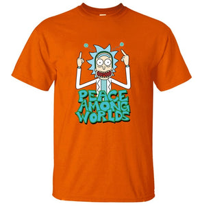 HAMPSON LANQE  Rick and Morty Peace Among Worlds Funny Men T Shirts 2019 Summer Science T Shirt 100% Cotton Men's Tshirts Tops