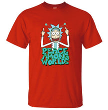 Load image into Gallery viewer, HAMPSON LANQE  Rick and Morty Peace Among Worlds Funny Men T Shirts 2019 Summer Science T Shirt 100% Cotton Men&#39;s Tshirts Tops