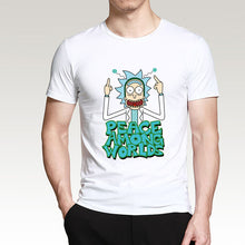 Load image into Gallery viewer, HAMPSON LANQE  Rick and Morty Peace Among Worlds Funny Men T Shirts 2019 Summer Science T Shirt 100% Cotton Men&#39;s Tshirts Tops