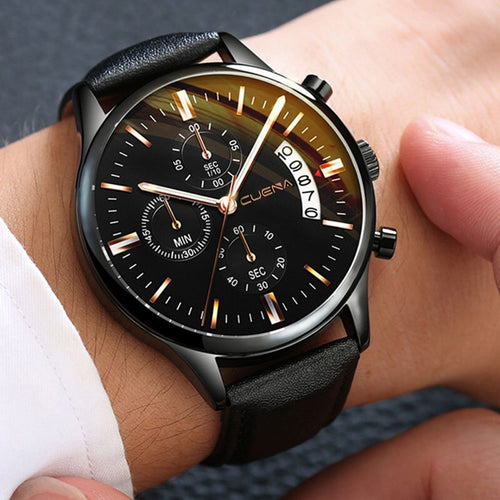 2019 relogio masculino watches men Fashion Sport Stainless Steel Case Leather Band watch Quartz Business Wristwatch reloj hombre