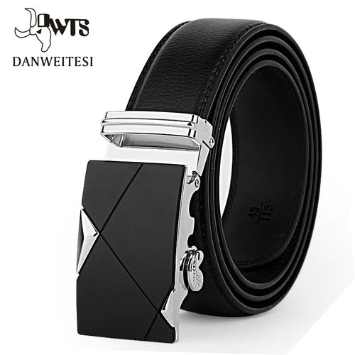 [DWTS]Men Belt Male Genuine Leather Strap Belts For Men Top Quality Automatic Buckle black Belts Cummerbunds cinturon hombre