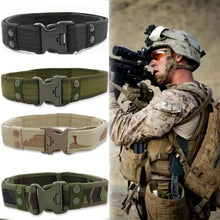 Load image into Gallery viewer, Men&#39;s Belt Tactical Military Canvas Belt Outdoor Army Camouflage Waistband with Plastic Buckle Military Training Equipment