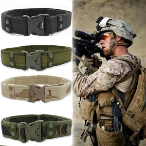 Men's Belt Tactical Military Canvas Belt Outdoor Army Camouflage Waistband with Plastic Buckle Military Training Equipment