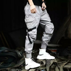 2019 Spring Hip Hop Joggers Men Black Harem Pants Multi-pocket Ribbons Man Sweatpants Streetwear Casual Mens Pants M-3XL