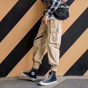 2019 Spring Hip Hop Joggers Men Black Harem Pants Multi-pocket Ribbons Man Sweatpants Streetwear Casual Mens Pants M-3XL